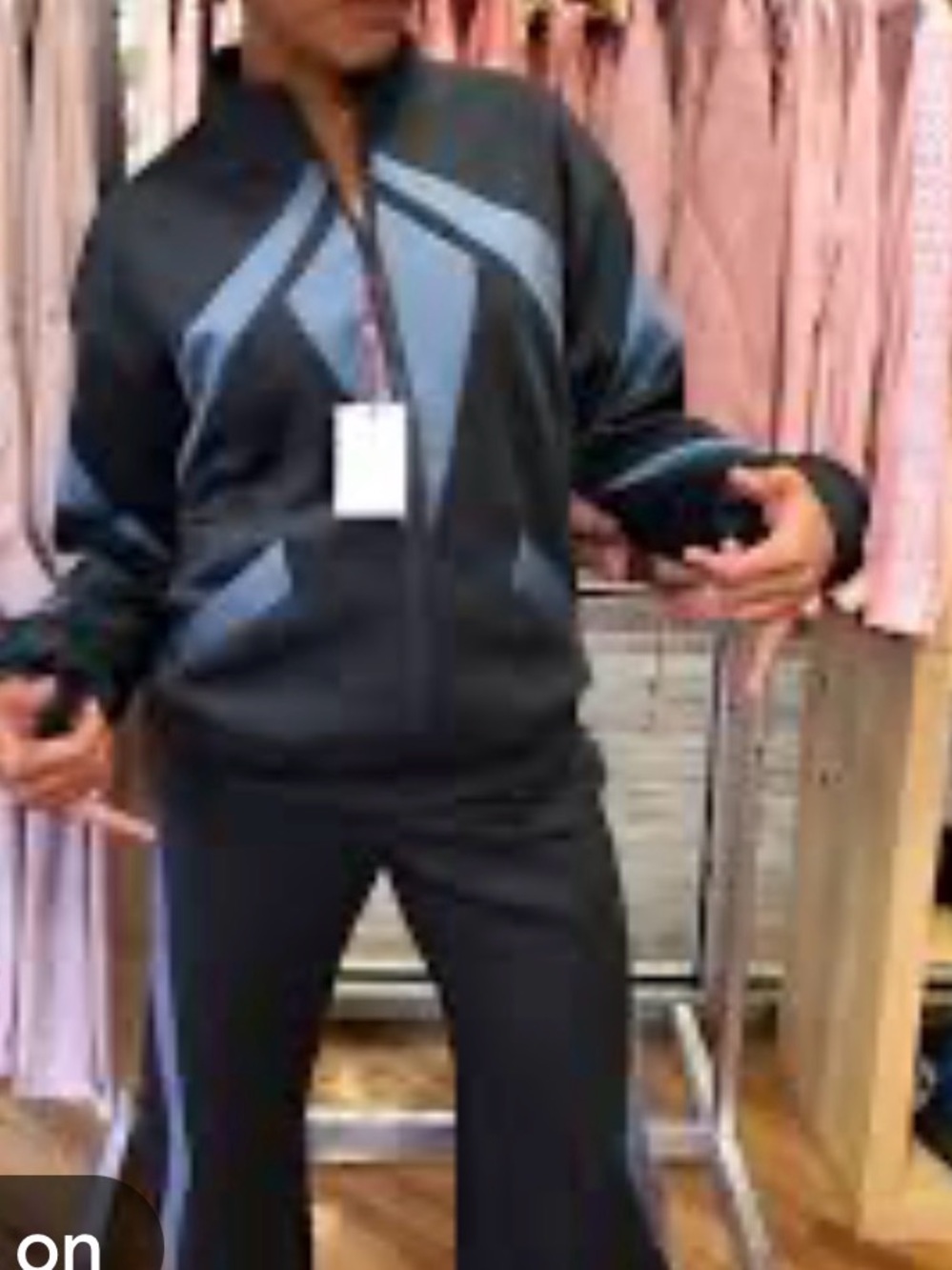 ODAY color-blocked Zip-up Track Jacket with Light blue Geometric Accents